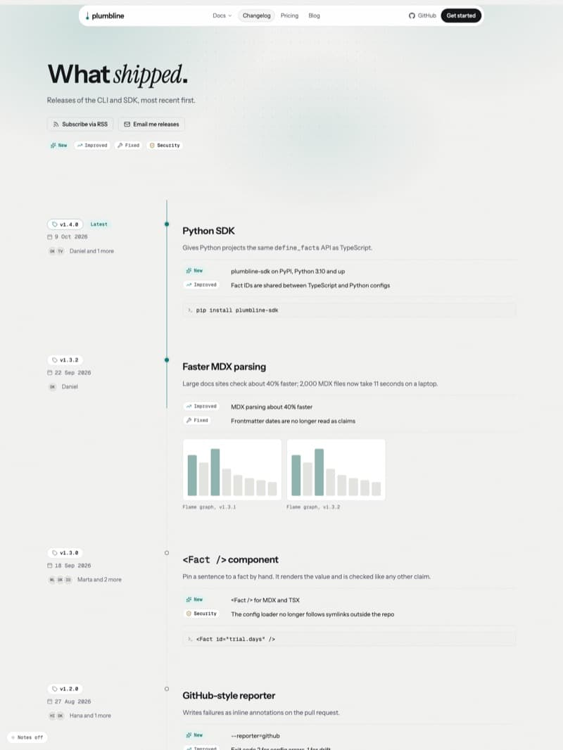 Launchday changelog page